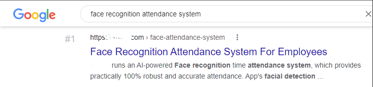 Ranking on 1st position for the keyword face recognition attendance system